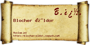Blocher Áldor névjegykártya